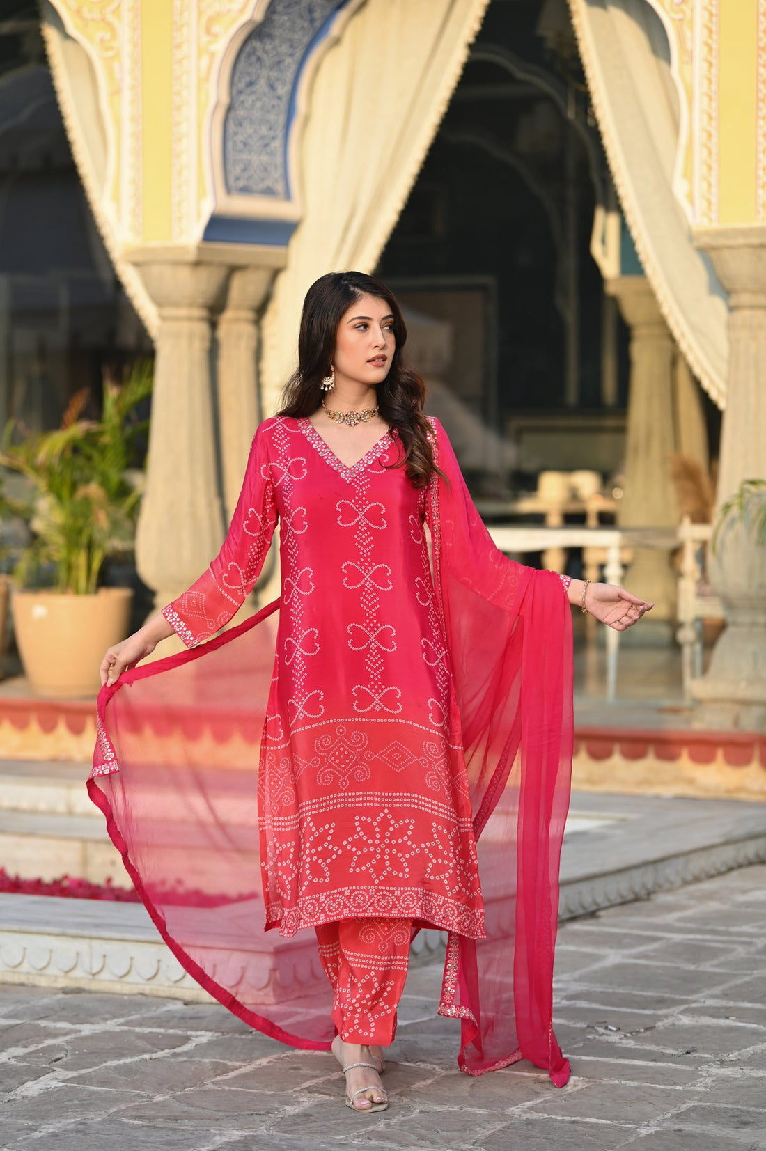 Elegant Chinon Silk Embroidered Kurti Set with Nazmin Dupatta – Festive & Party Wear (S–XXL)