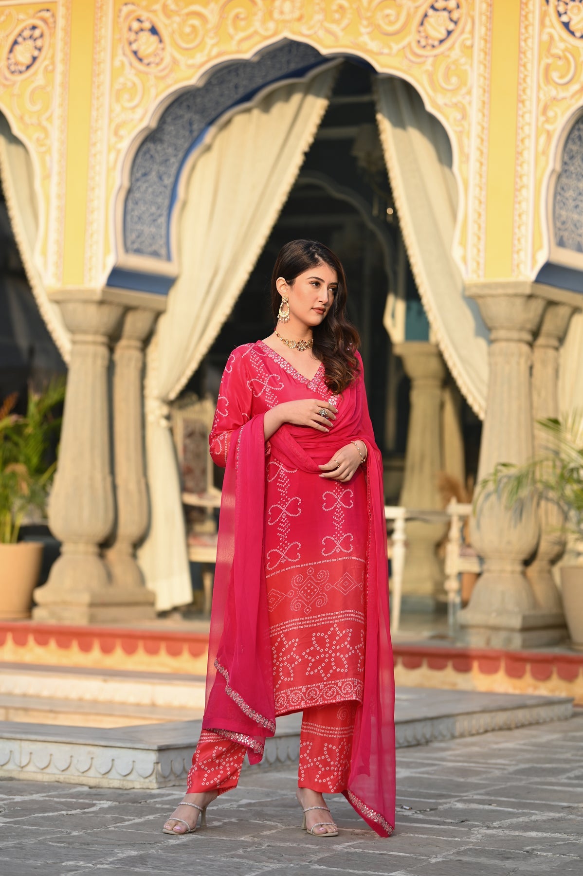 Elegant Chinon Silk Embroidered Kurti Set with Nazmin Dupatta – Festive & Party Wear (S–XXL)