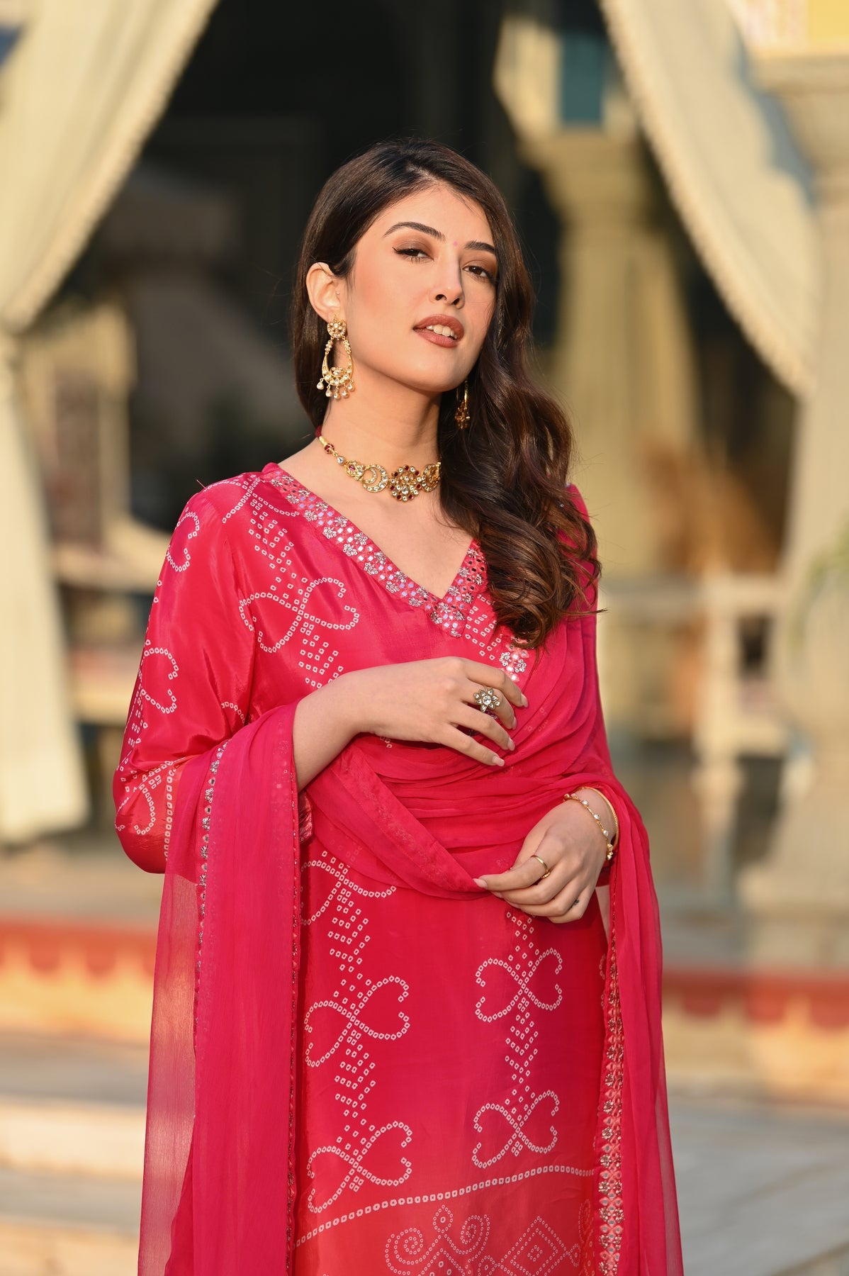 Elegant Chinon Silk Embroidered Kurti Set with Nazmin Dupatta – Festive & Party Wear (S–XXL)