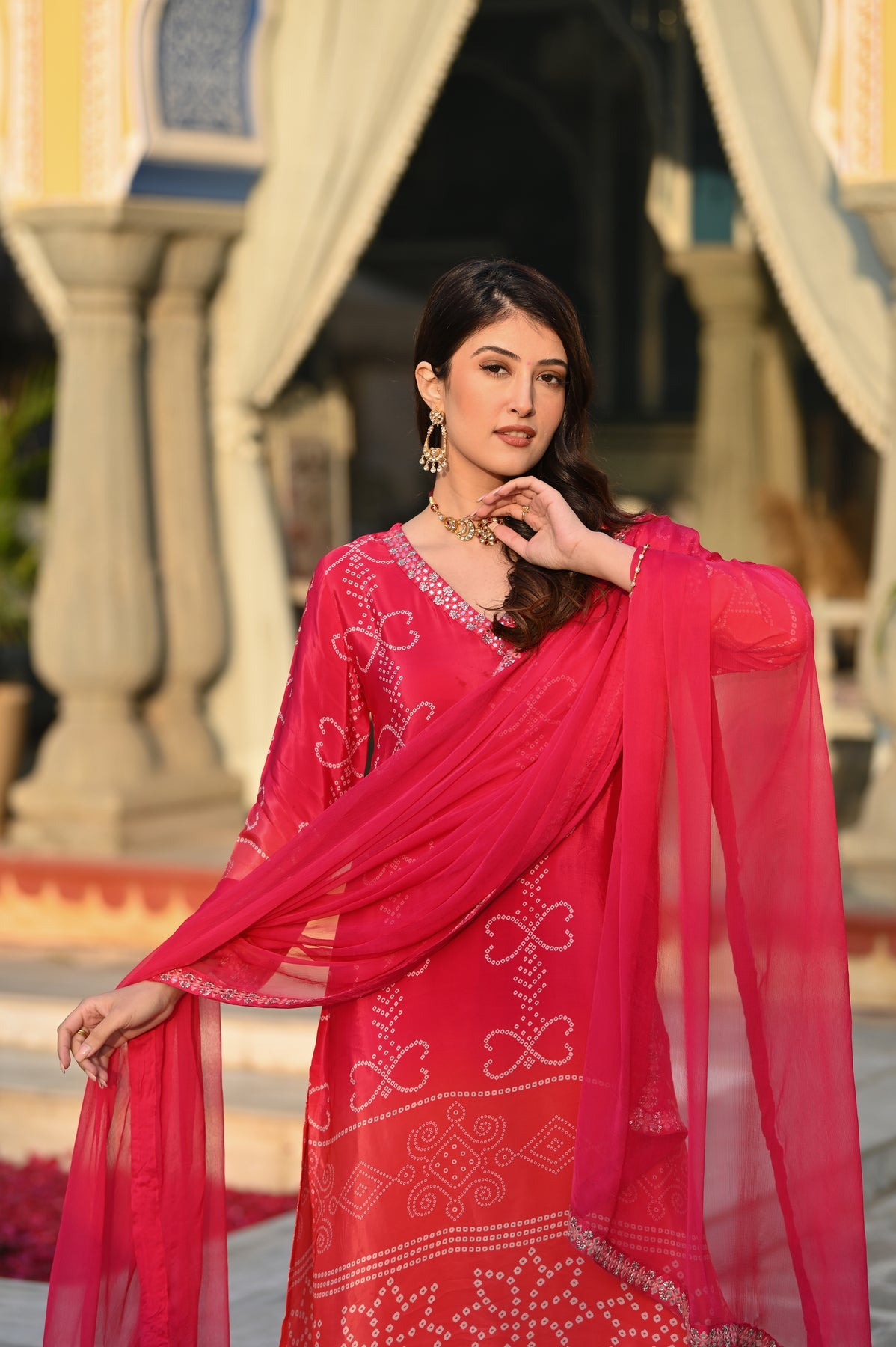 Elegant Chinon Silk Embroidered Kurti Set with Nazmin Dupatta – Festive & Party Wear (S–XXL)