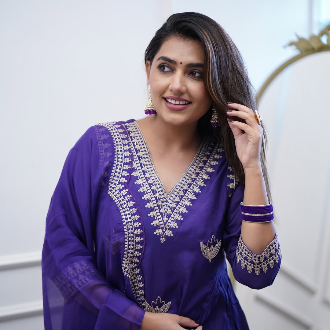 Elegant Purple PV Chanderi Embroidered Kurti Set with Dupatta | Festive Wear for Women (S–XXL)