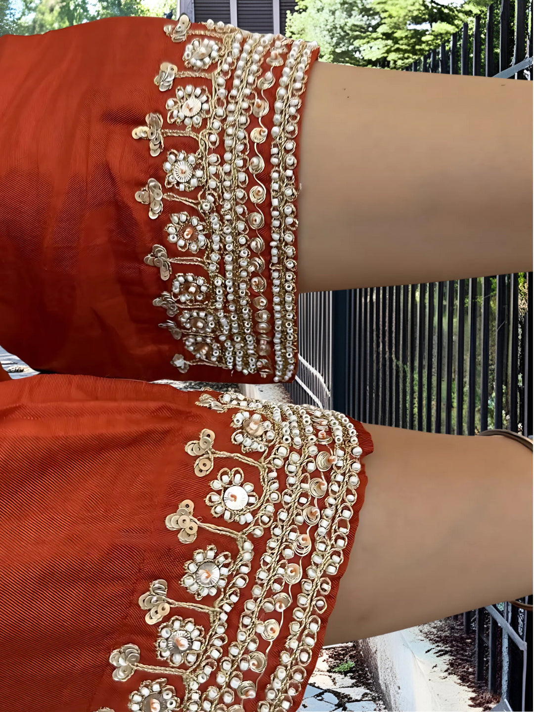Elegant Orange Chanderi Embroidered Kurti Set with Viscose Silk Dupatta