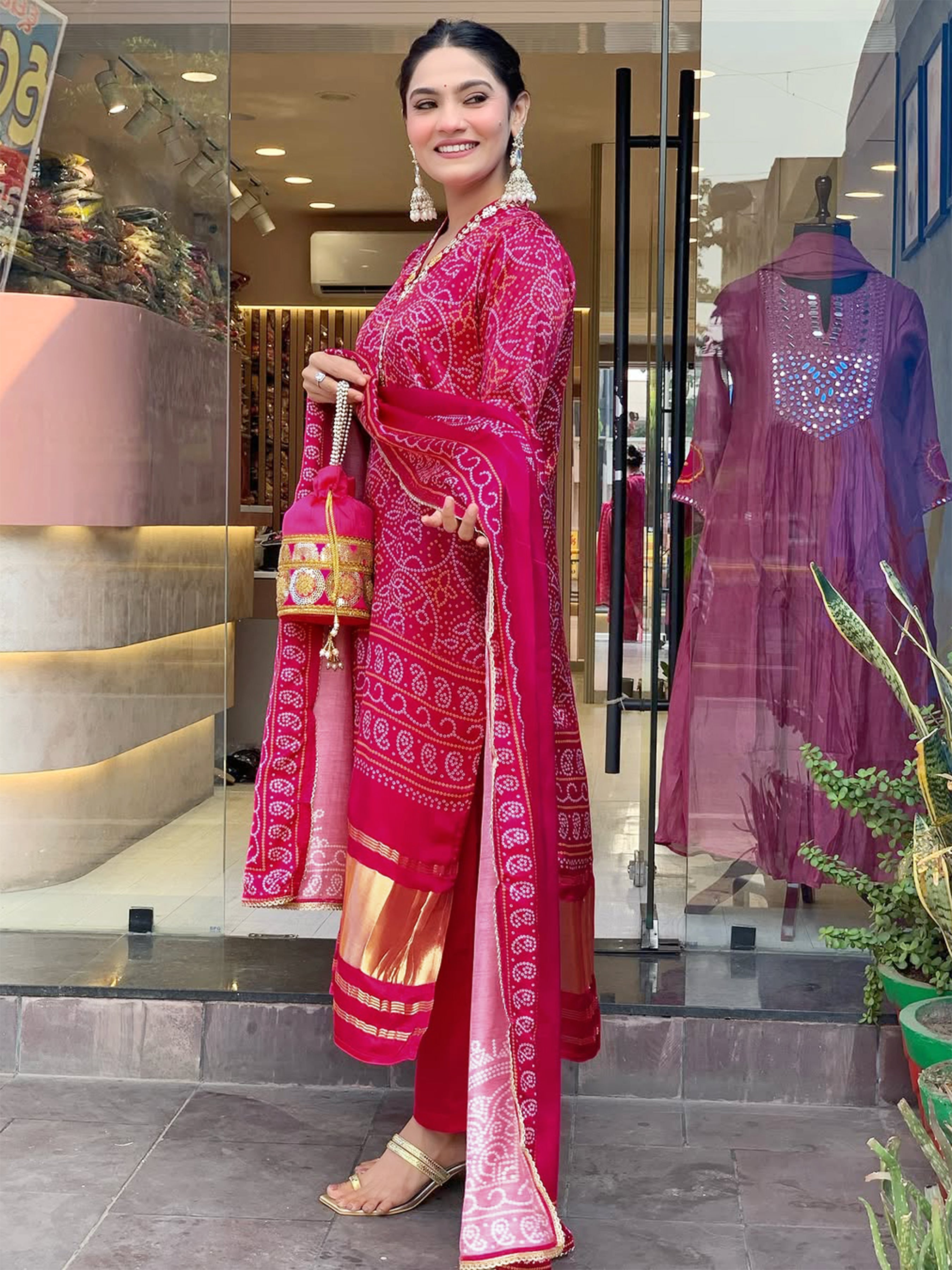 Elegant Red Viscose Silk Embroidered Kurti Set with Chanderi Cotton Dupatta | Festive & Party Wear Suit (S–XXL)