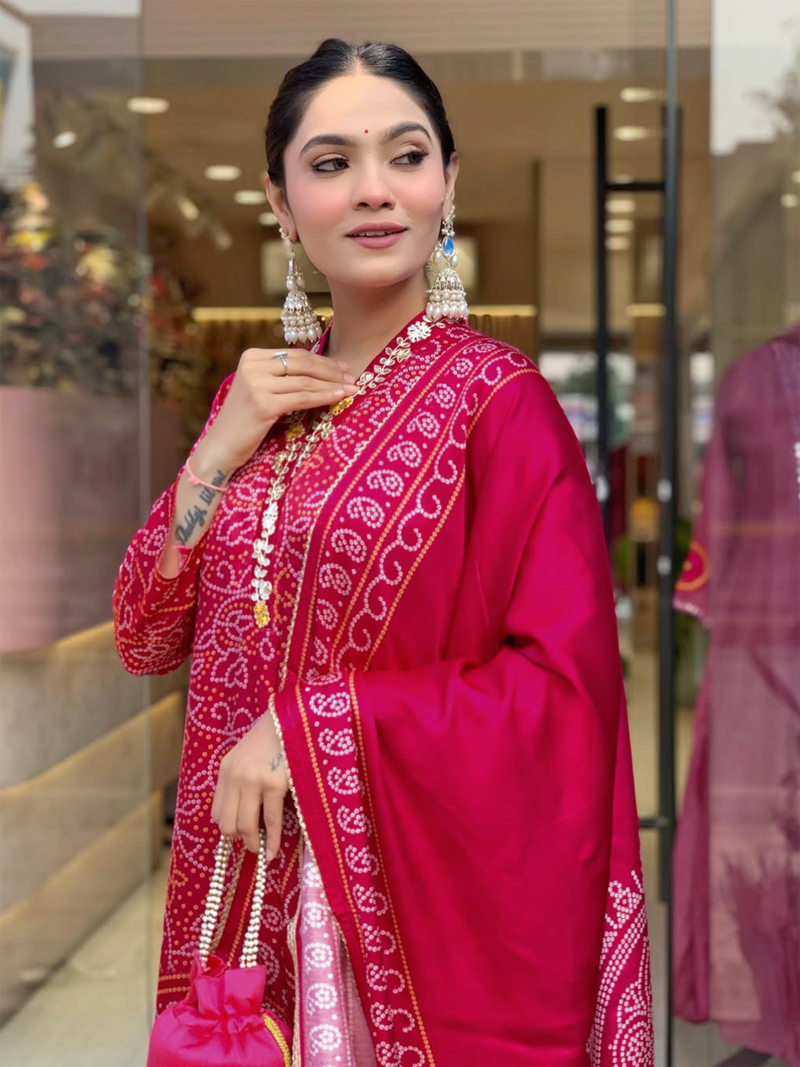 Elegant Red Viscose Silk Embroidered Kurti Set with Chanderi Cotton Dupatta | Festive & Party Wear Suit (S–XXL)