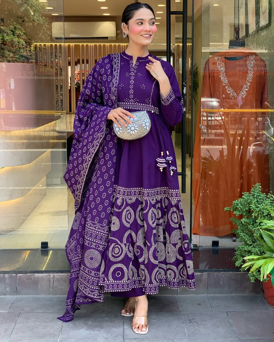 Elegant Purple Muslin Cotton Embroidered Kurti Set with Chanderi Dupatta (3-Piece Set)