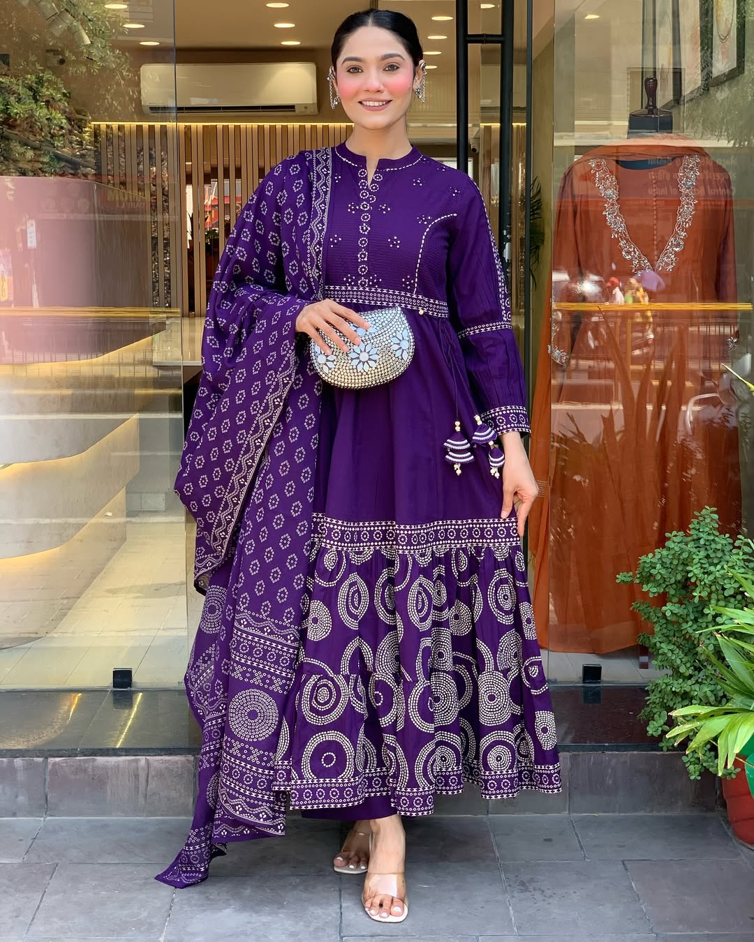 Elegant Purple Muslin Cotton Embroidered Kurti Set with Chanderi Dupatta (3-Piece Set)