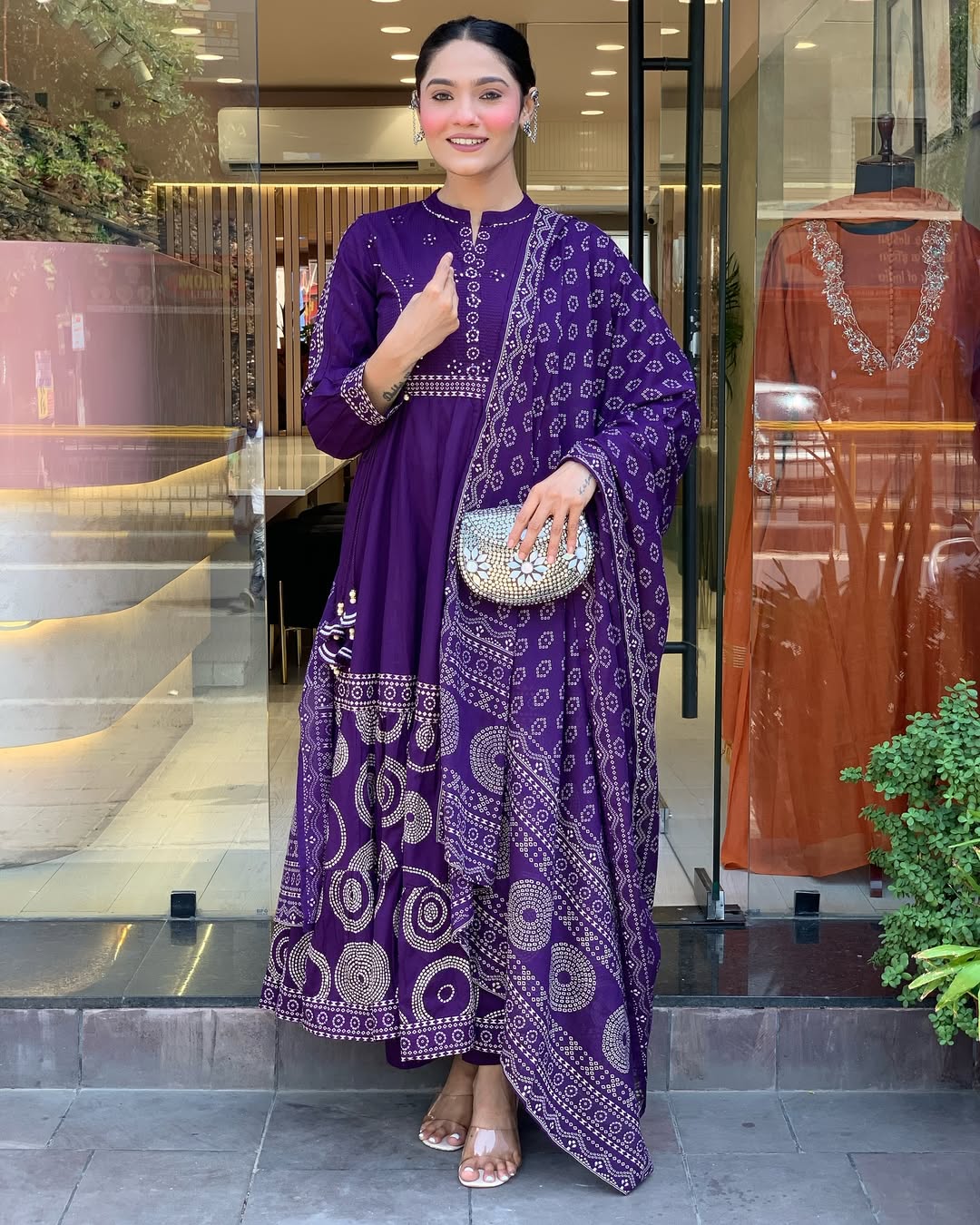 Elegant Purple Muslin Cotton Embroidered Kurti Set with Chanderi Dupatta (3-Piece Set)