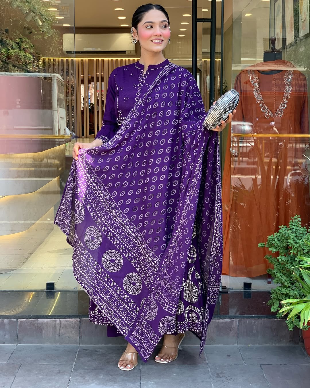Elegant Purple Muslin Cotton Embroidered Kurti Set with Chanderi Dupatta (3-Piece Set)