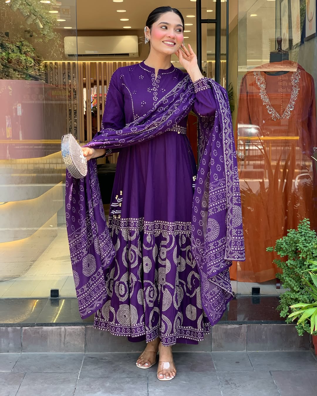 Elegant Purple Muslin Cotton Embroidered Kurti Set with Chanderi Dupatta (3-Piece Set)