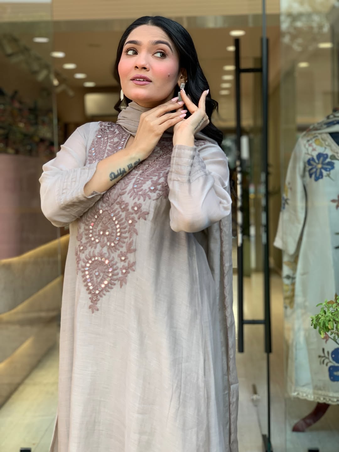 Elegant Muslin Cotton Embroidered Kurti Set with Dupatta – Flared Designer Ethnic Wear (S–XXL)
