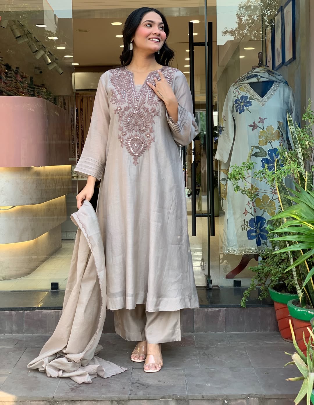 Elegant Muslin Cotton Embroidered Kurti Set with Dupatta – Flared Designer Ethnic Wear (S–XXL)