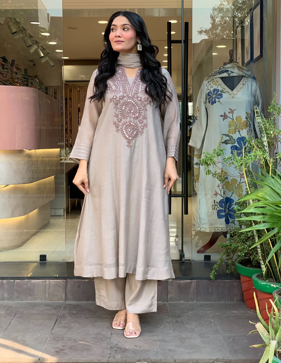 Elegant Muslin Cotton Embroidered Kurti Set with Dupatta – Flared Designer Ethnic Wear (S–XXL)