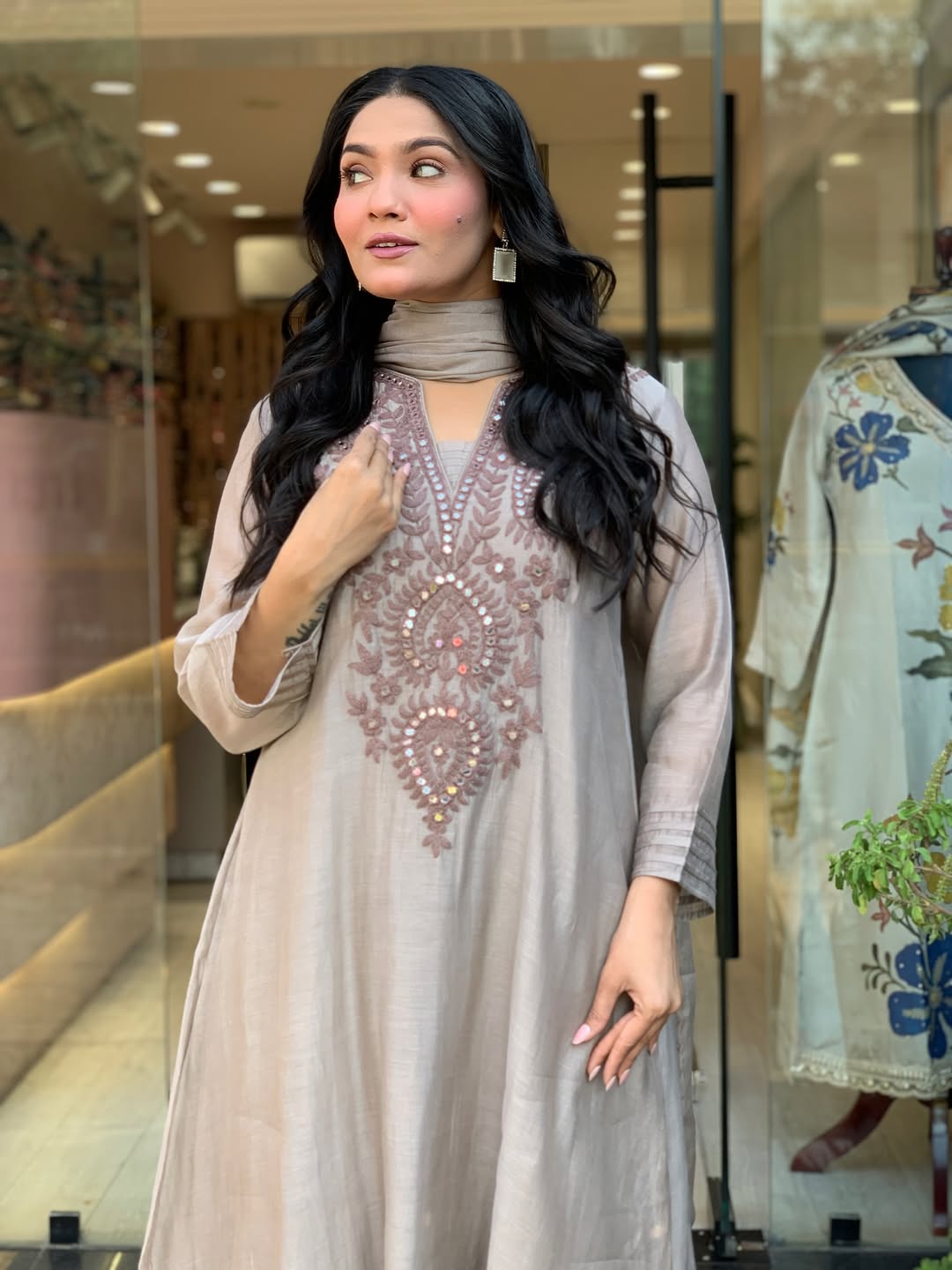 Elegant Muslin Cotton Embroidered Kurti Set with Dupatta – Flared Designer Ethnic Wear (S–XXL)