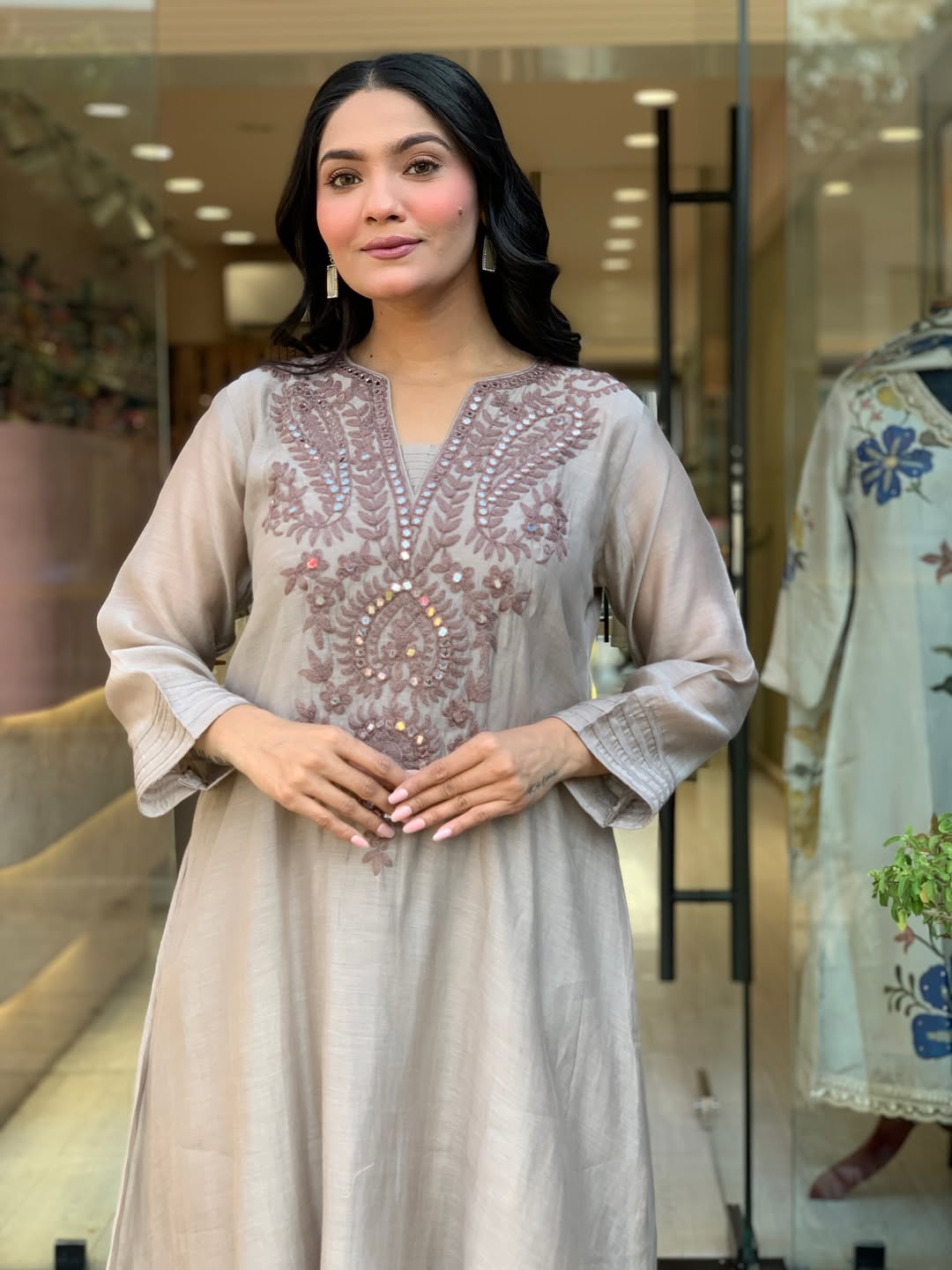 Elegant Muslin Cotton Embroidered Kurti Set with Dupatta – Flared Designer Ethnic Wear (S–XXL)
