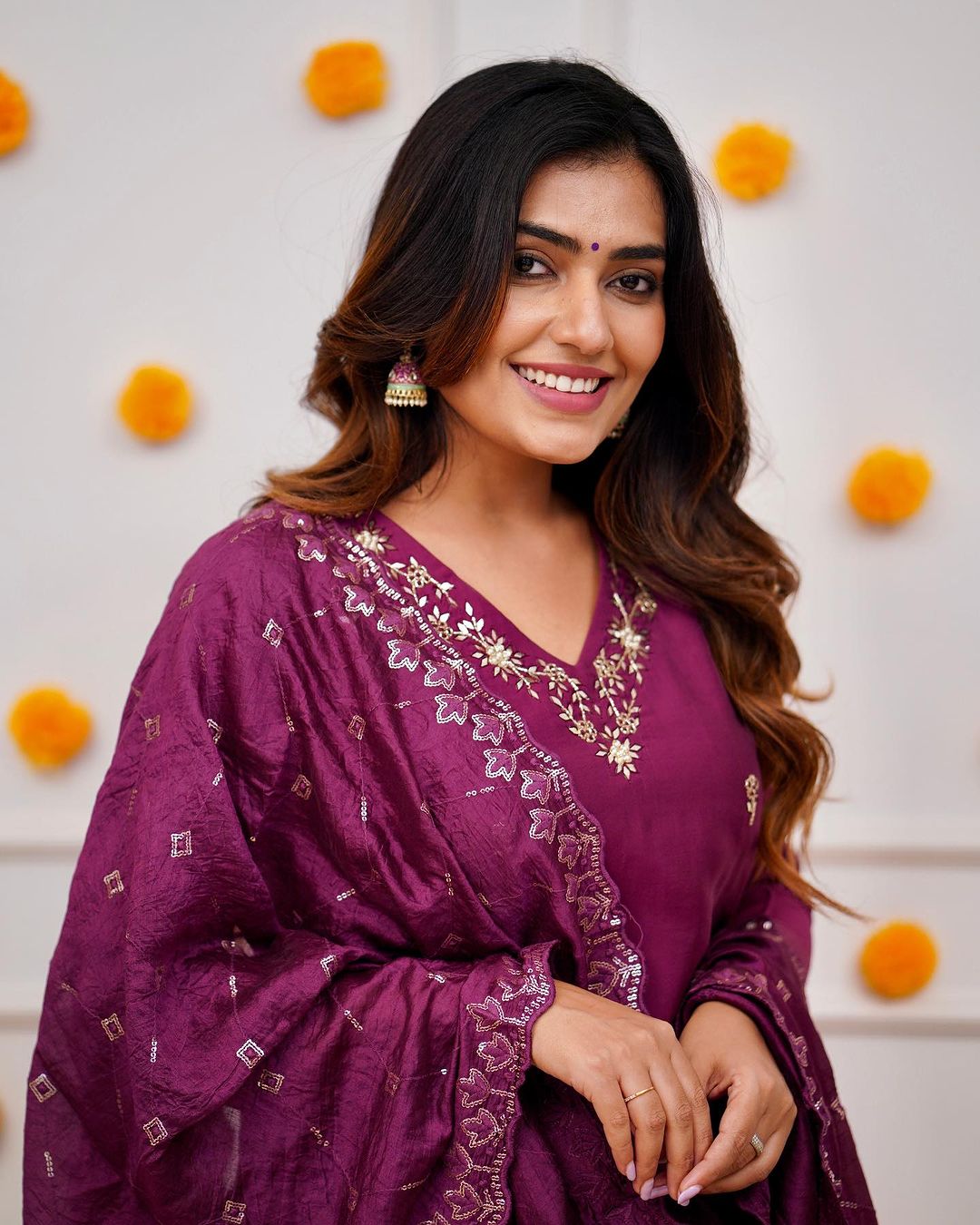 Elegant Wine Purple Embroidered Viscose Chanderi Kurti Set with Dupatta | Festive & Ethnic Wear (S–XXL)