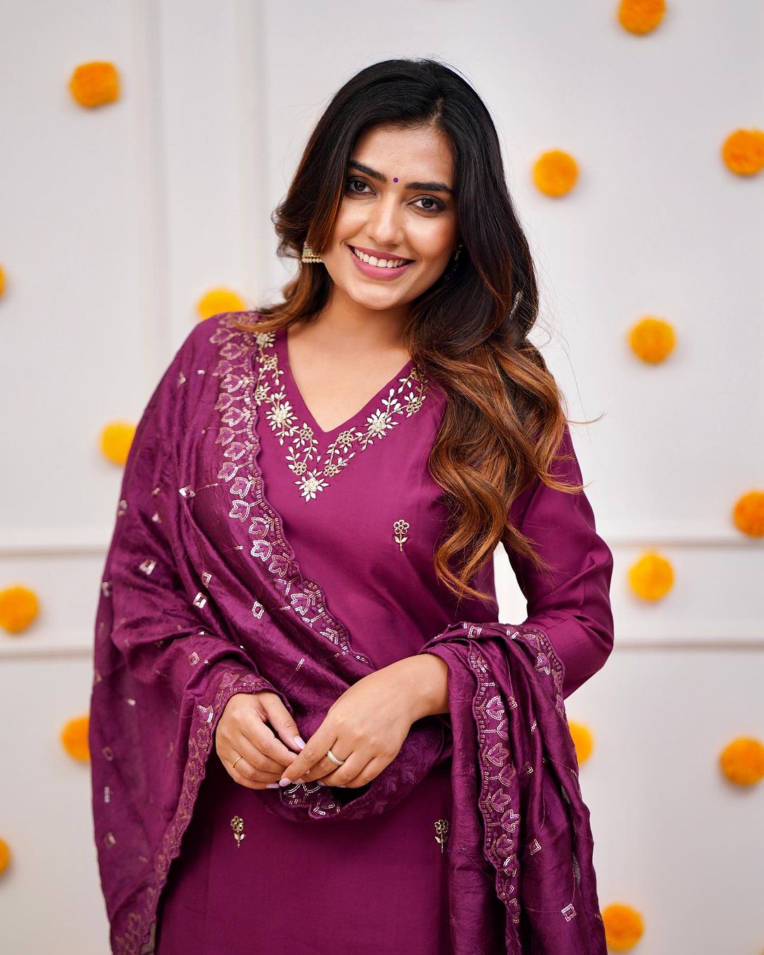Elegant Wine Purple Embroidered Viscose Chanderi Kurti Set with Dupatta | Festive & Ethnic Wear (S–XXL)
